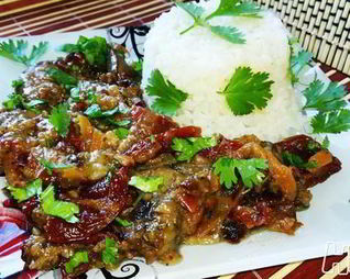 Куриная печень в белом вине