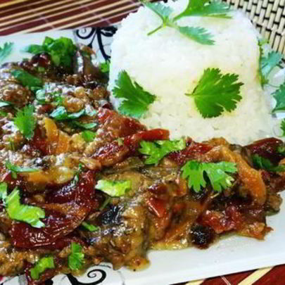 Куриная печень в белом вине