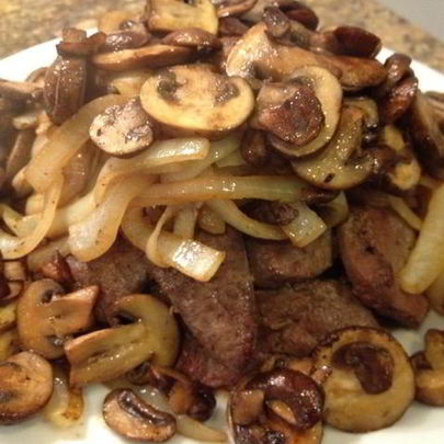 Печень с грибами