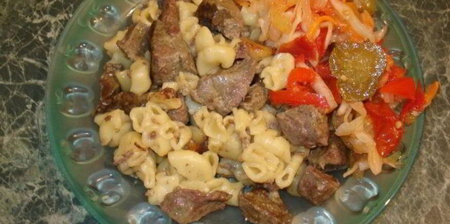 Рецепт печени с макаронами в мультиварке