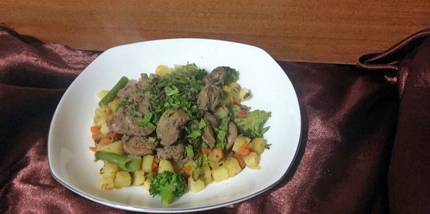 Рецепт печени с овощами за 15 минут