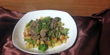 печень с овощами за 15 минут