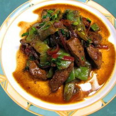 Печень с плоской стручковой фасолью