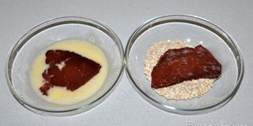 печень, жаренная в овсяной панировке