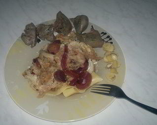 Печенка с Итальянской пастой в тайском стиле