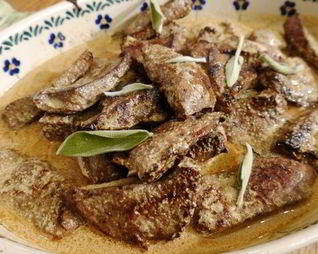 Телячья печень в винном соусе с шалфеем