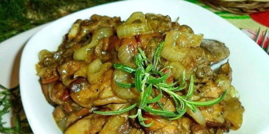 Рецепт утиной печени с грибами