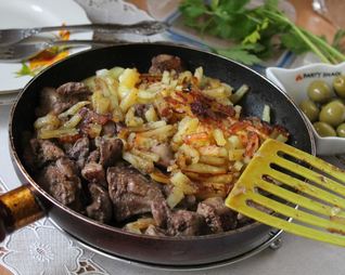 Жареная картошка с печенью