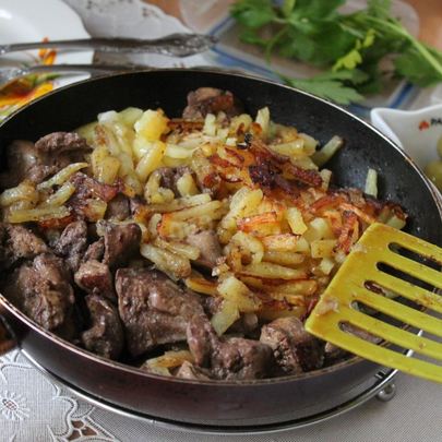 Жареная картошка с печенью