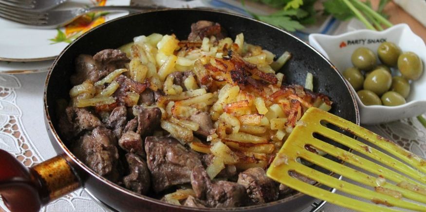 Рецепт жареной картошки с печенью