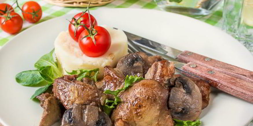 Рецепт жареной утиной печени с грибами