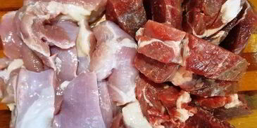 хинкали с бараниной и индейкой на пару