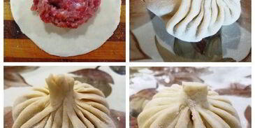 хинкали с бараниной и индейкой на пару