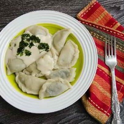 Пельмени с маринованными грибами