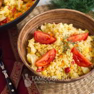 Рецепт Плова из булгура с цветной капустой и перцем