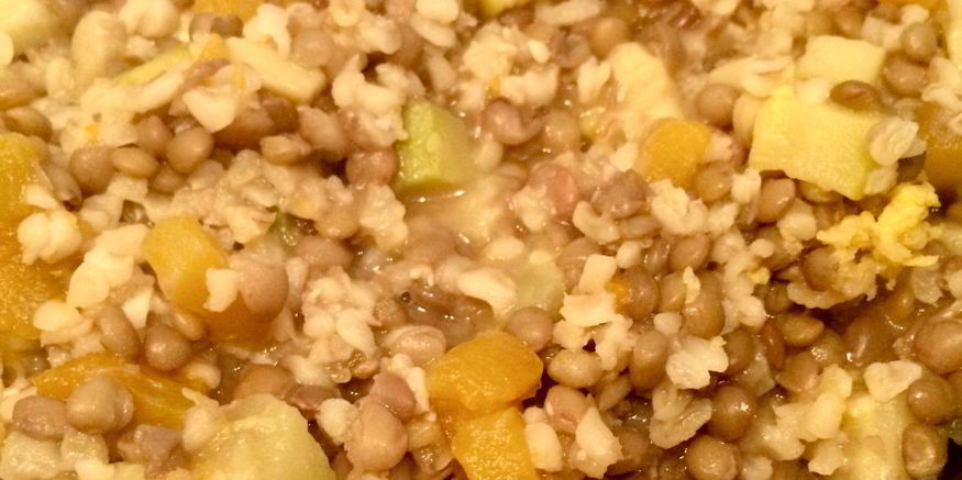 Рецепт плова из чечевицы и булгура с цукини и тыквой