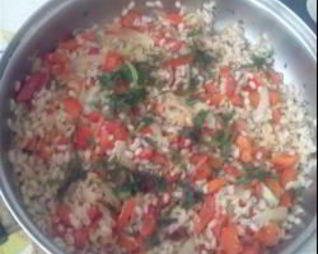 Плов из перловой крупы с болгарским перцем