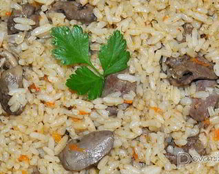 Плов с куриными сердечками