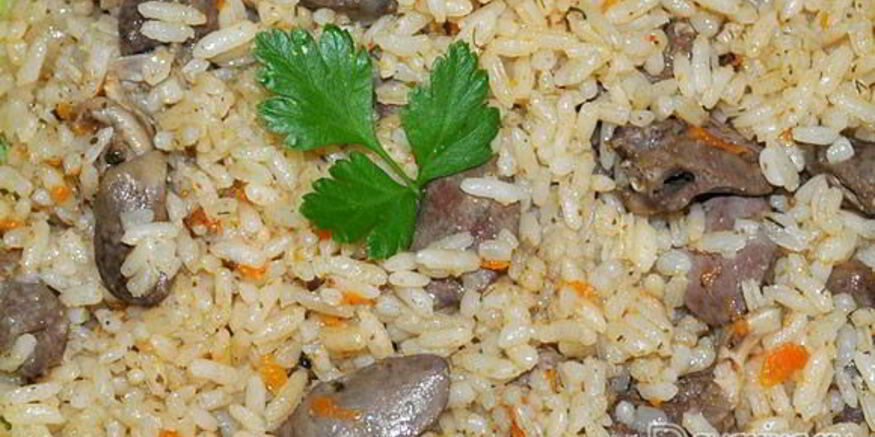 Рецепт плова с куриными сердечками