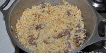 плов с куриными сердечками