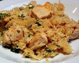 Плов с курицей в казане