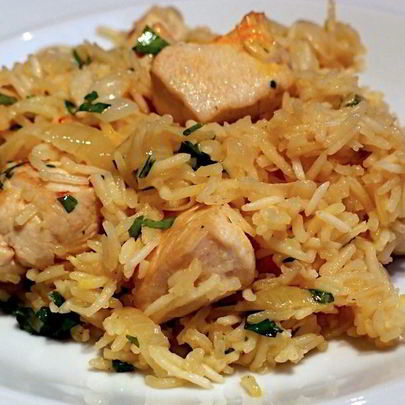 Плов с курицей в казане