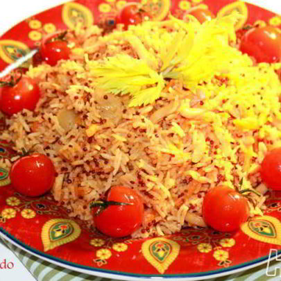 Томатный плов с кальмарами