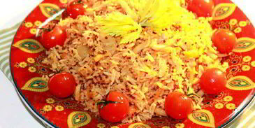 томатный плов с кальмарами