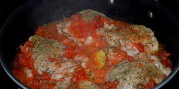 куриное фрикасе на винном уксусе