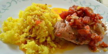 куриное фрикасе на винном уксусе