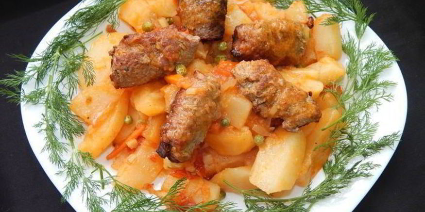 Рецепт мясных рулетиков с овощным рагу