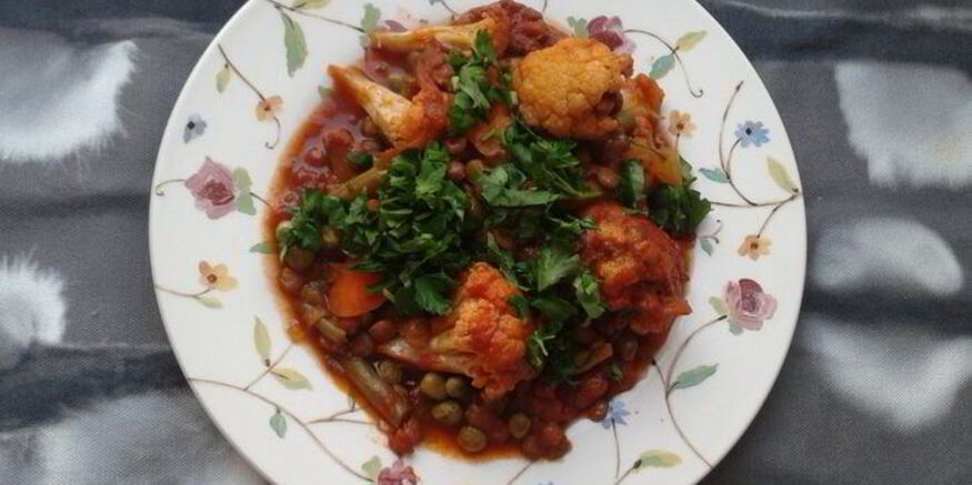 Рецепт овощного рагу с чечевицей