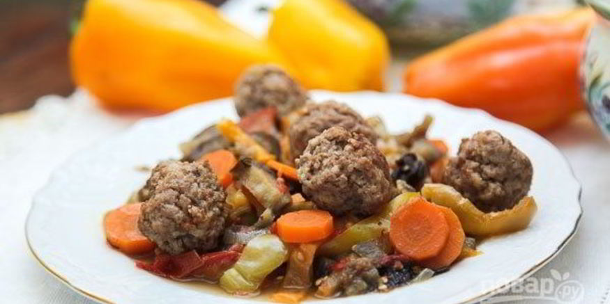 Рецепт овощного рагу с фрикадельками