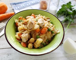 Овощное рагу с курицей с капустой и картошкой