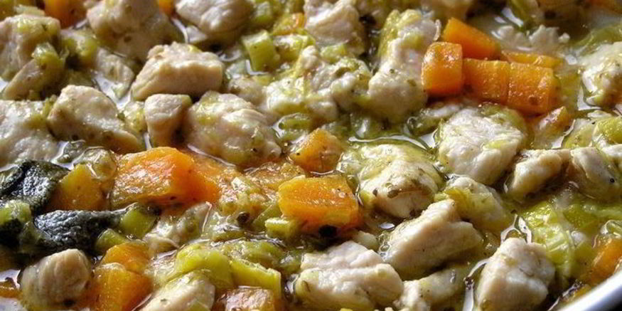 Рецепт рагу из индейки с луком-пореем