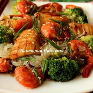 Рецепт Рисовой лапши с брокколи и морепродуктами