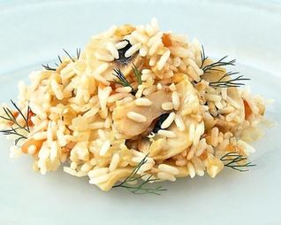 Грибное ризотто с орехами