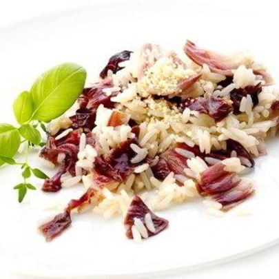 Красное ризотто с мангольдом