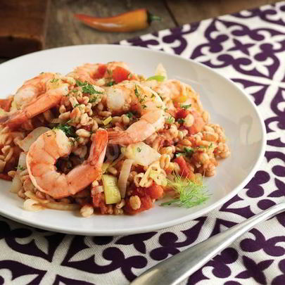 Ризотто из фарро с креветками