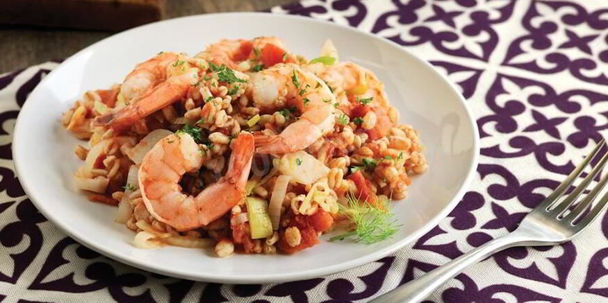 Рецепт ризотто из фарро с креветками