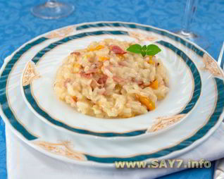 Ризотто с беконом и болгарским перцем