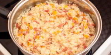 ризотто с беконом и болгарским перцем