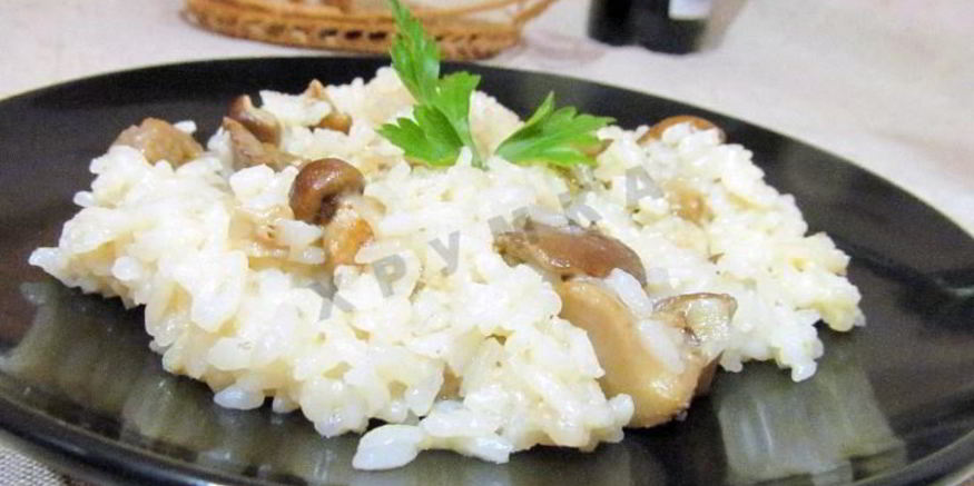Рецепт ризотто с белыми грибами со сливками