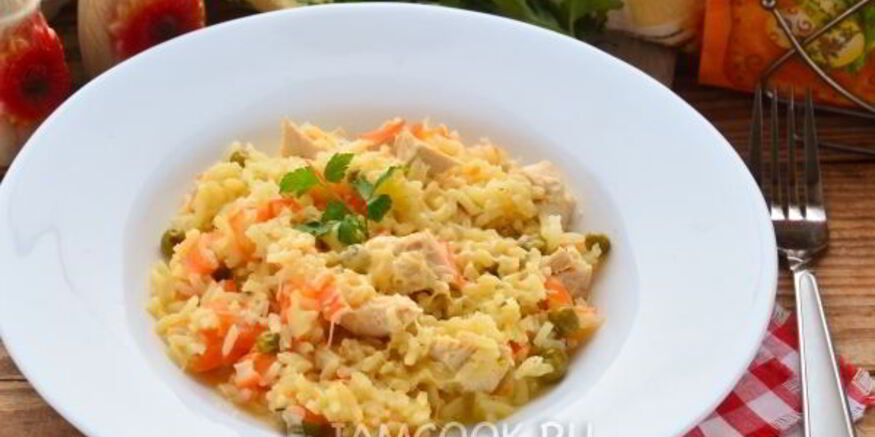 Рецепт ризотто с курицей и овощами