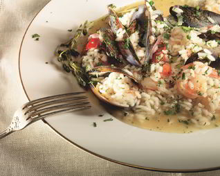 Ризотто с мидиями и креветками
