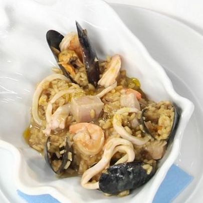 Ризотто с морепродуктами и белыми грибами