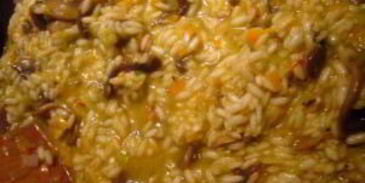 ризотто с овощами и грибами