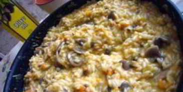 ризотто с овощами и грибами