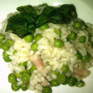 Рецепт Ризотто с панчеттой, зеленым горошком и мятой