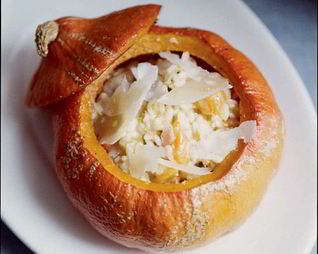 Ризотто с печеной тыквой, каштанами и маскарпоне